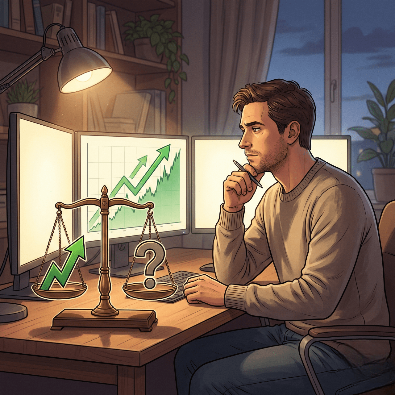 냉정한 투자 판단 일러스트