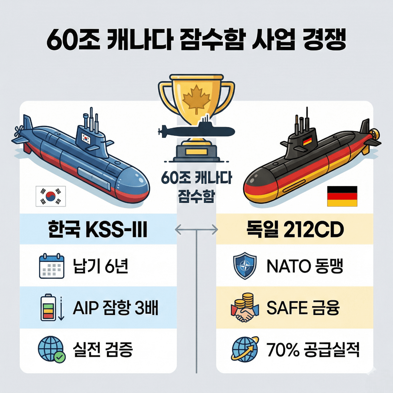 한국 KSS-III vs 독일 212CD 비교 인포그래픽