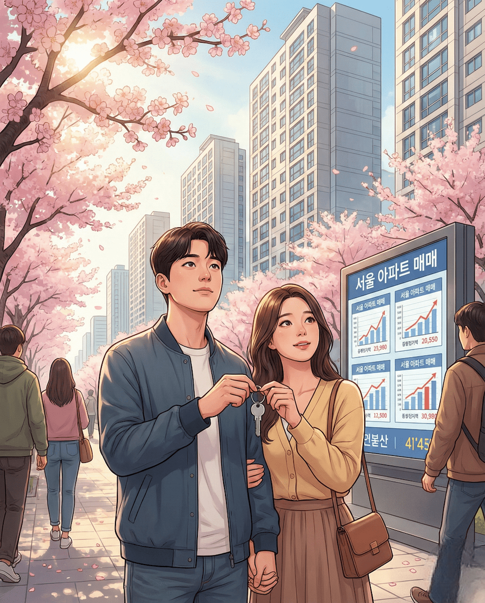 서울 부동산 실수요자 커플 일러스트