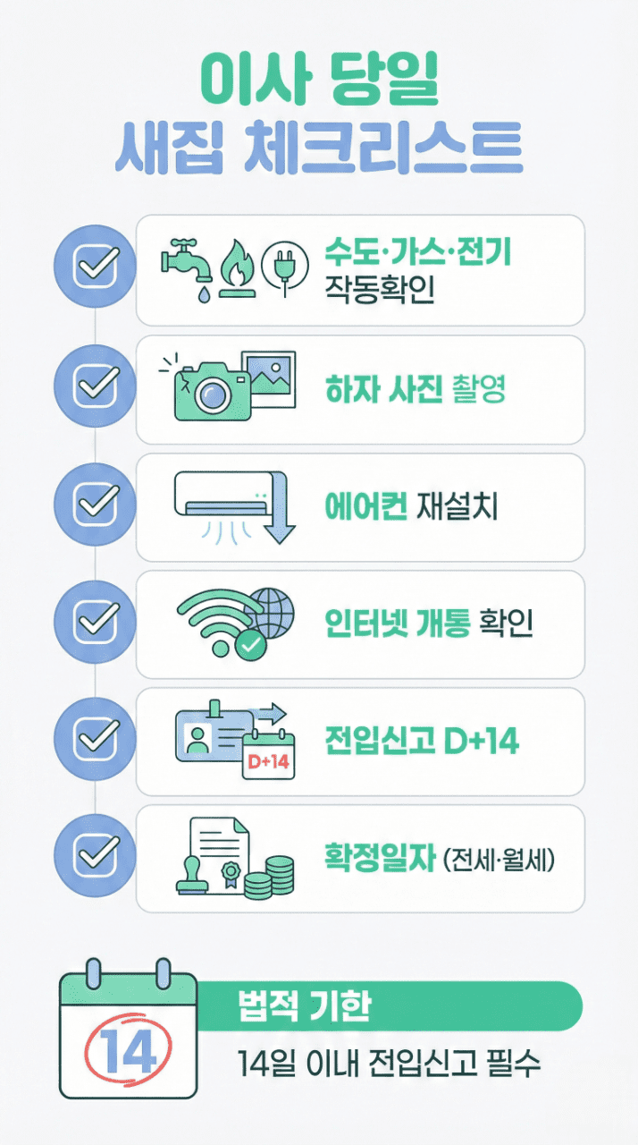 이사 당일 새집 체크포인트 인포그래픽