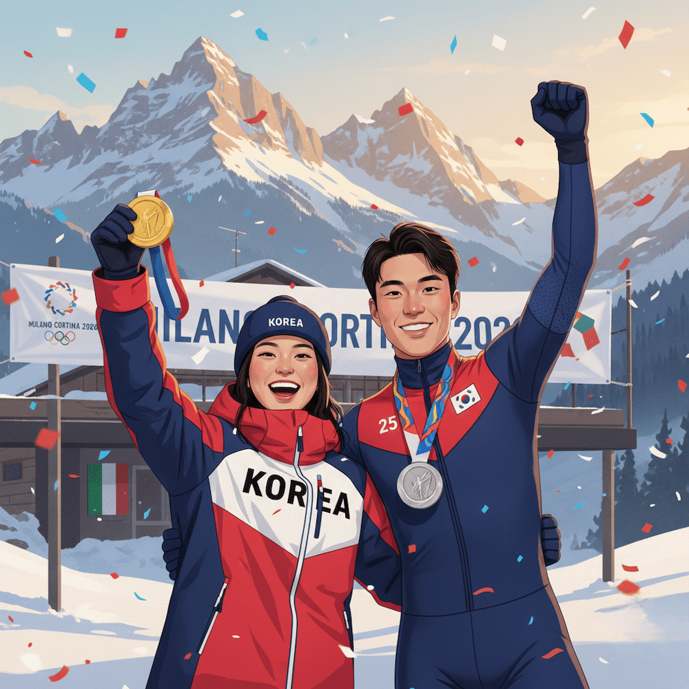 2026 밀라노 동계올림픽 한국 메달리스트 환호