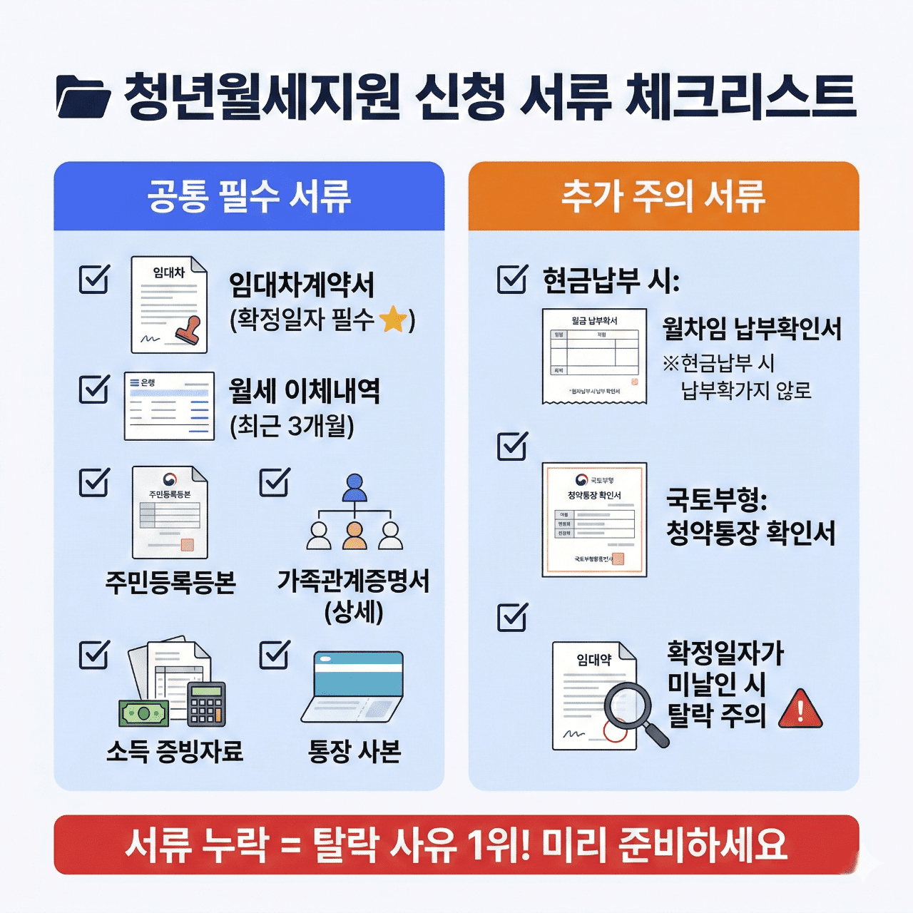 청년월세지원 신청 서류 체크리스트
