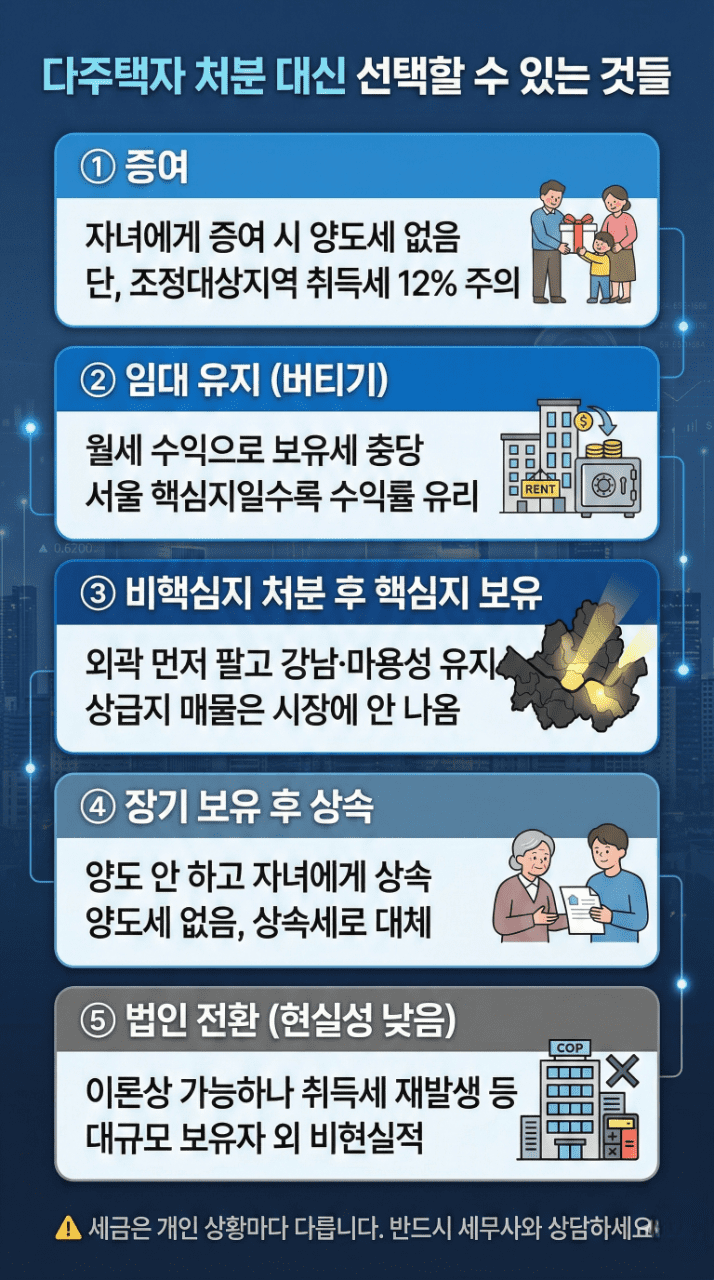다주택자 처분 대신 선택할 수 있는 것들 인포그래픽
