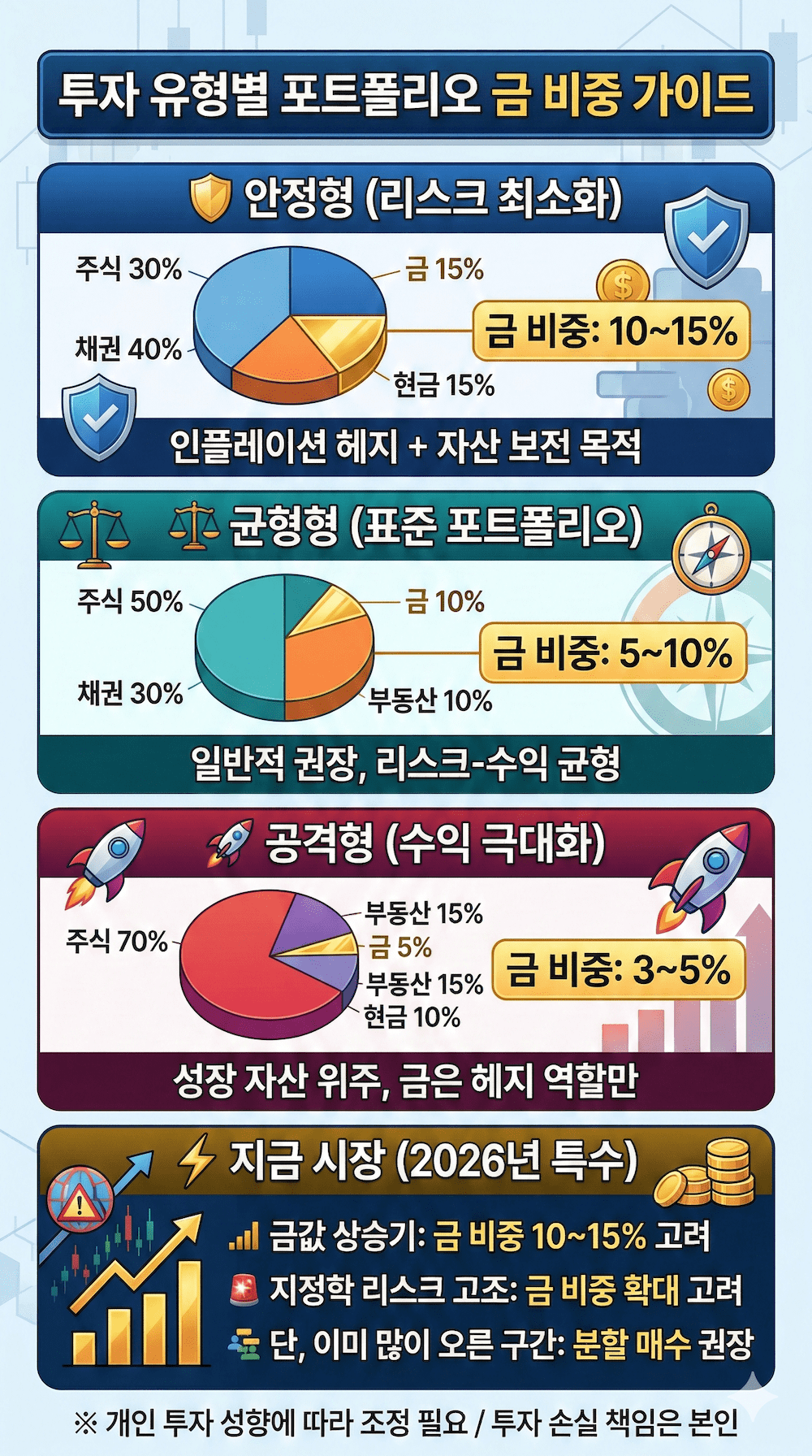 투자 유형별 포트폴리오 금 비중 인포그래픽