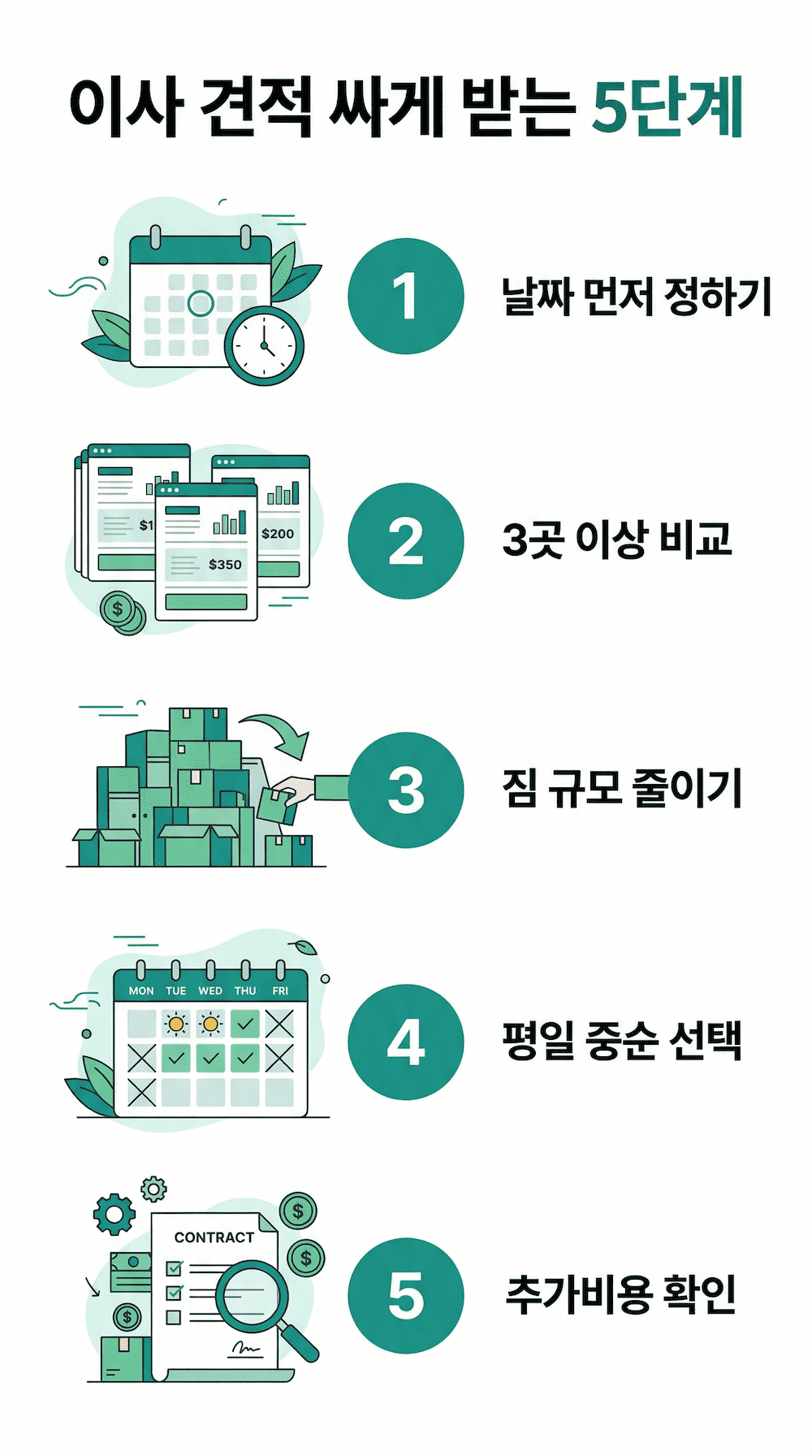 이사 견적 싸게 받는 5가지 핵심 전략 인포그래픽