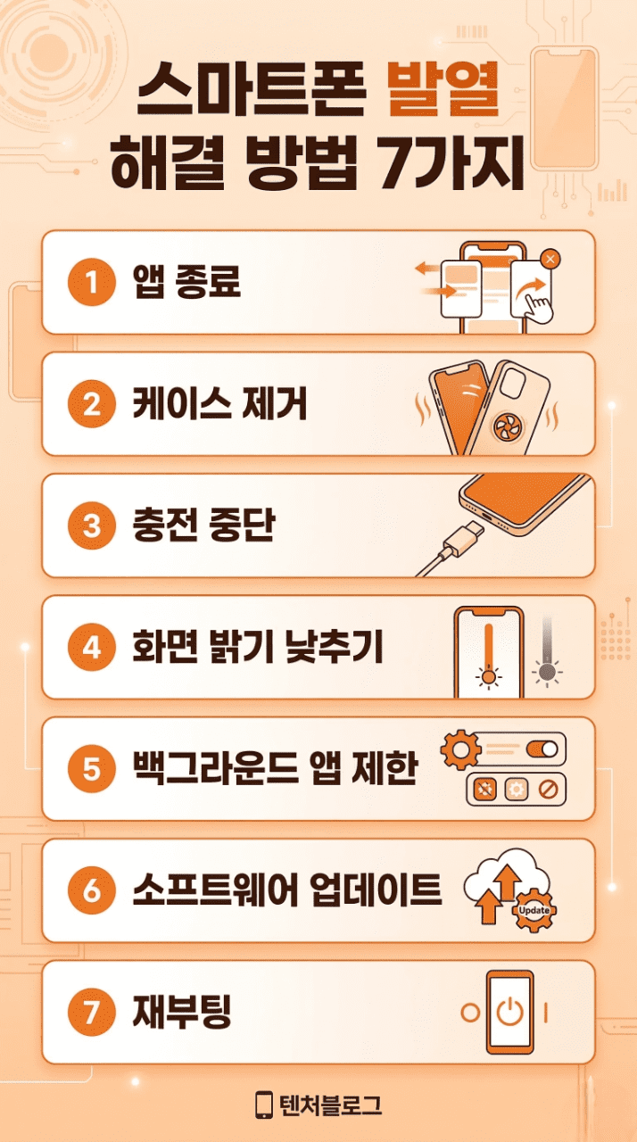 스마트폰 발열 해결 방법 7가지 인포그래픽