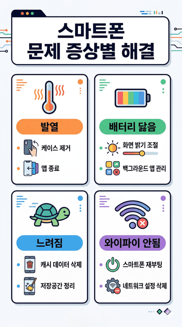 스마트폰 증상별 문제 해결 방법 인포그래픽