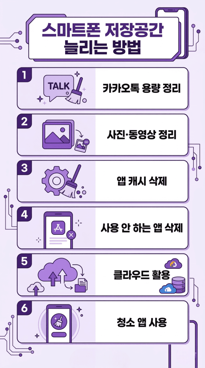 스마트폰 저장공간 늘리는 방법 인포그래픽