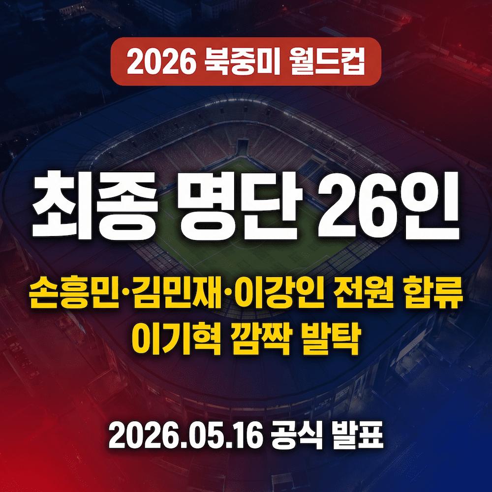 2026 월드컵 한국 대표팀 최종 명단 26인