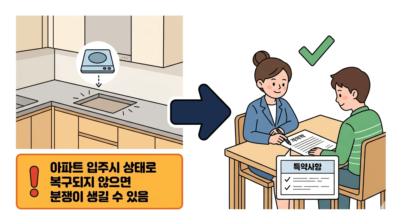 옵션 품목 분쟁 예방 — 특약으로 해결하는 방법 일러스트
